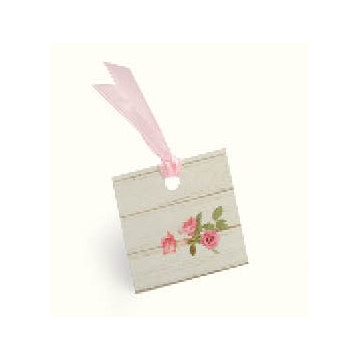 Lot de 12 étiquettes Folk avec ficelle 5 x 5 cm