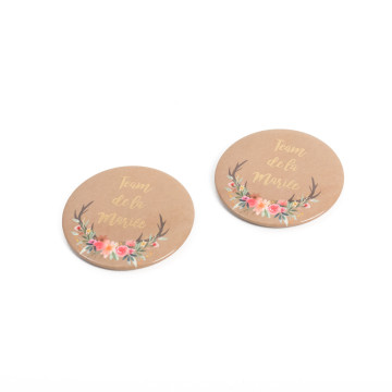 Lot de 2 Badges Team de La mariée Folk et or 5 cm