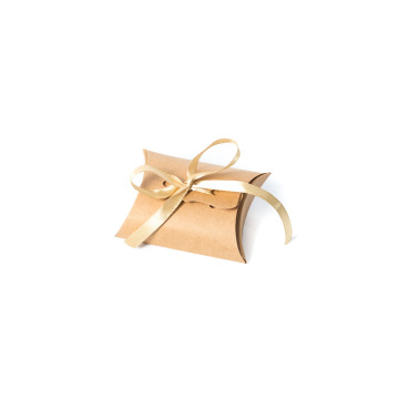 Lot de 10 pochons kraft + ruban satin or 10 x 7 cm