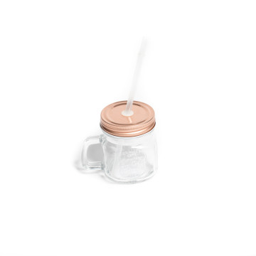 Mason jar couvercle rose gold 250 ml + paille