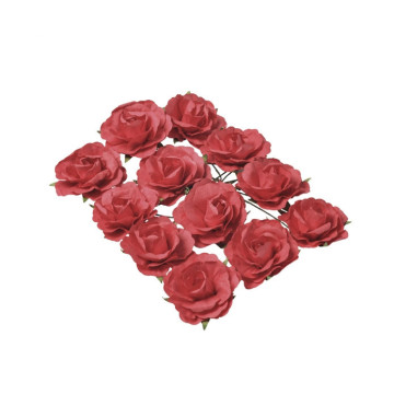Lot de 12 Roses rouges sur tige 3,5 cm