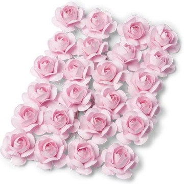 Lot de 24 Roses roses sur tige 2,1 cm