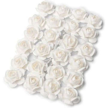 Lot de 24 Roses blanches sur tige 2,1 cm