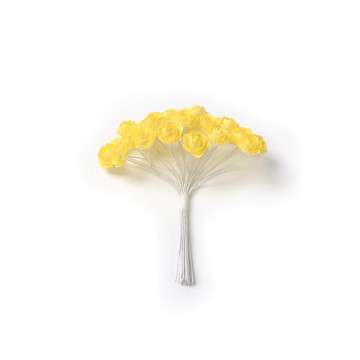 Lot de 24 Roses jaunes sur tige 2,1 cm