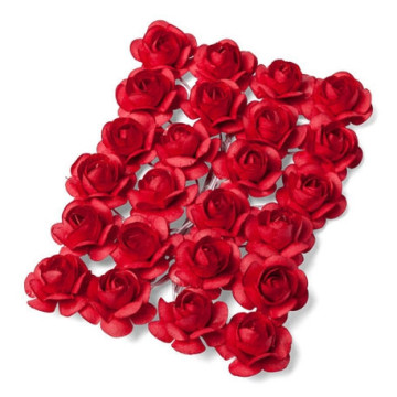 Lot de 24 Roses rouges sur tige 2,1 cm