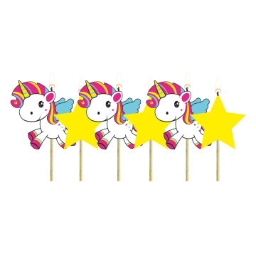 Lot de 6 bougies Licorne