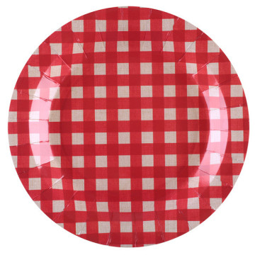 Lot de 8 assiettes Tradition Vichy rouge/blanc 22,5 cm