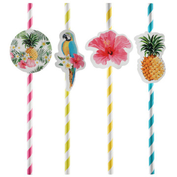 Lot de 8 pailles Tropicales 19,5 x 0,6 cm