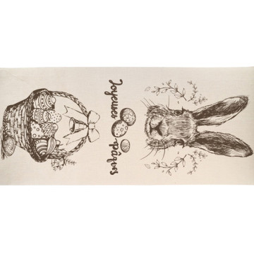 Chemin de table en lin Joyeuses Pâques 28 cm x 5 m