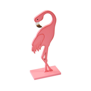 Flamant rose en bois sur base 9 x 4 x 17 cm