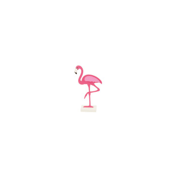 Flamant rose en bois sur base 14 x 4 x 17 cm
