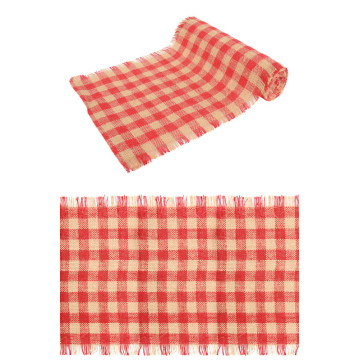 Chemin de table Jute vichy rouge/blanc 29 cm x 5 m