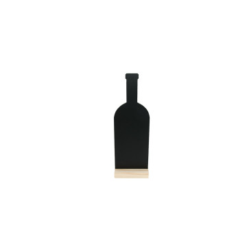 Bouteille ardoise sur socle en bois 10 x 5 x 30 cm