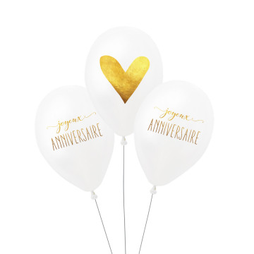 Lot de 10 ballons anniversaire en latex blanc