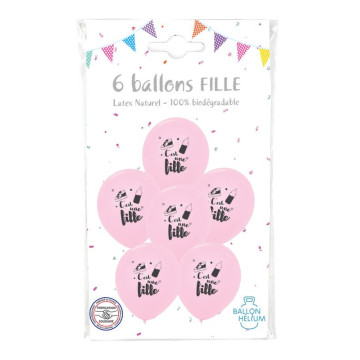 Lot de 6 ballons c'est une fille baby shower en latex rose