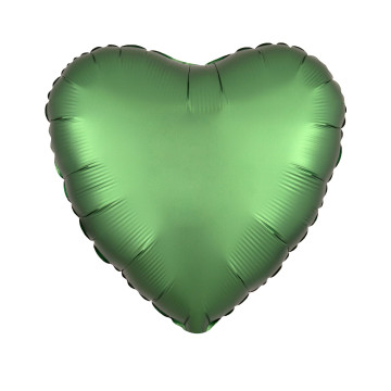 Ballon coeur satin luxe vert jade 43 cm