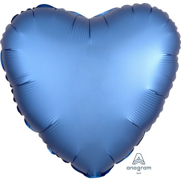 Ballon coeur satin luxe bleu azur 43 cm