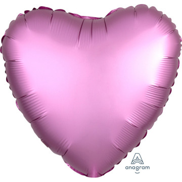 Ballon coeur satin luxe rose 43 cm