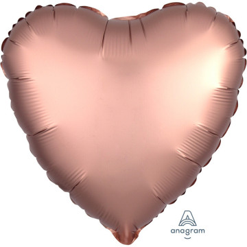 Ballon coeur satin luxe vieux rose 43 cm