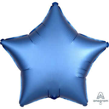 Ballon étoile satin luxe bleu azur 43 cm