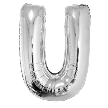 Ballon lettre U aluminium argent