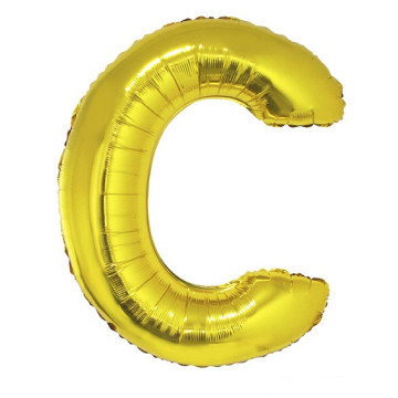 Ballon lettre C aluminium or