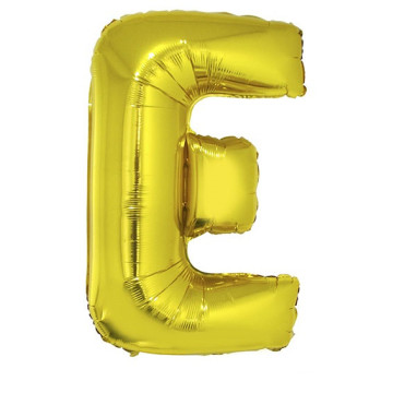 Ballon lettre E aluminium or