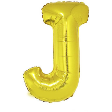Ballon lettre J aluminium or