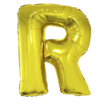 Ballon lettre R aluminium or