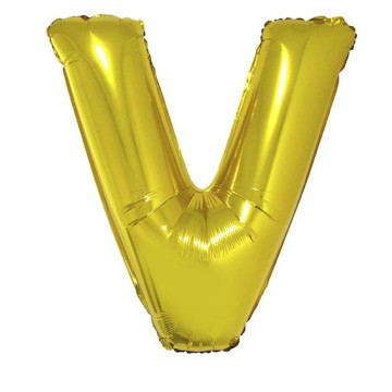 Ballon lettre V aluminium or