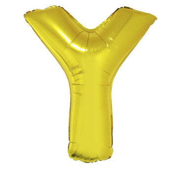 Ballon lettre Y aluminium or