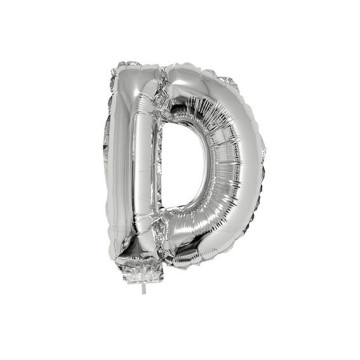 Mini Ballon Lettre D aluminium argent