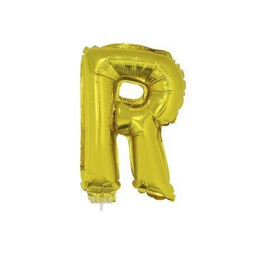 Mini Ballon Lettre R aluminium or