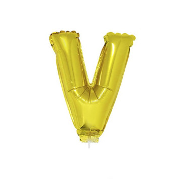 Mini Ballon Lettre V aluminium or