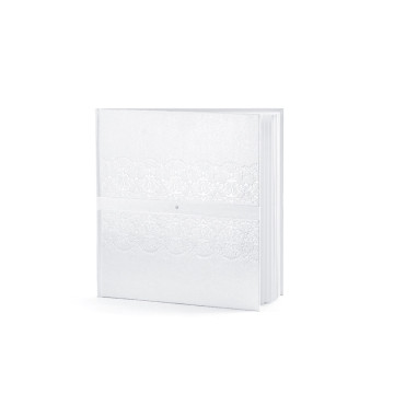 Livre d'or blanc avec  ruban 20,5 x 20,5 cm