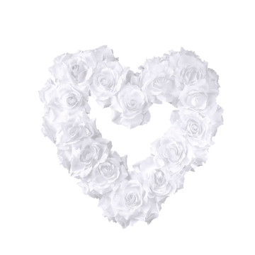 Cœur de fleurs blanches sur le tour 40 cm