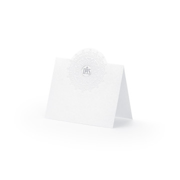 Lot de 10 marque-place Blanc IHS argent 8 x 8 cm