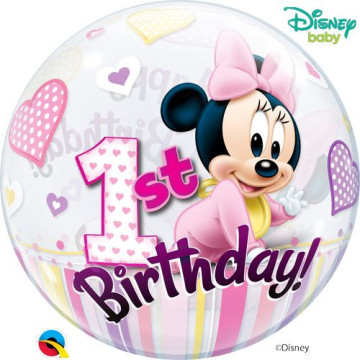 Ballon bubble Minnie 1st Birthday 55 cm