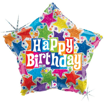 Ballon Bubble Happy Birthday explosion de fête 55 cm