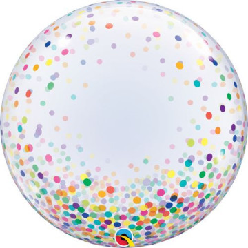 Ballon déco bubble confettis multicolores 60 cm