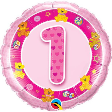 Ballon 1 an Rose Oursons 45 cm