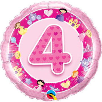 Ballon 4 ans rose Princesse 45 cm