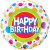 Ballon Happy birthday pois multicolores 45 cm
