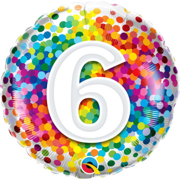 Ballon 6 ans pois multicolores 45 cm