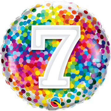 Ballon 7 ans pois multicolores 45 cm