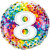 Ballon 8 ans pois multicolores 45 cm