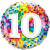 Ballon 10 ans pois multicolores 45 cm