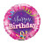 Ballon Happy Birthday rose serpentins chapeau 45 cm