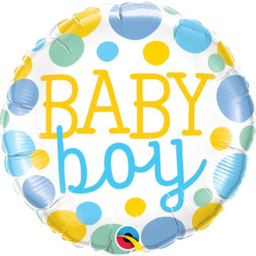 Ballon baby boy bleu à pois 45 cm