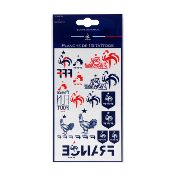 Planche de 15 tattoos fan FFF Euro 2021